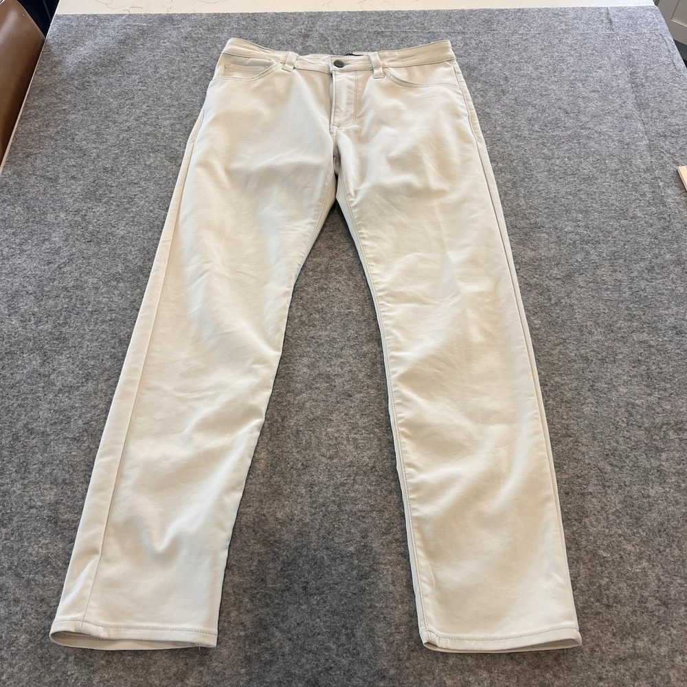34 Heritage Men's Courage Straight Leg Mid Rise Cream Stretch Pants Size 34x34